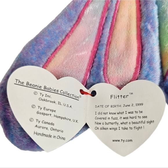 Ty Vintage Flitter the Butterfly Beanie Baby Tush Tag 1999 - Picture 10 of 10